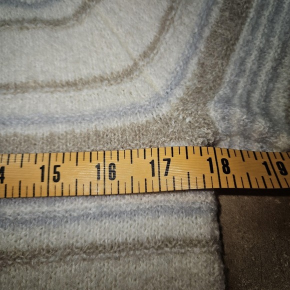 LL Bean Sweater Women M Cream Stripe Cowl Turtleneck Wool‎ Blend Cozy Cabincore - Picture 8 of 11
